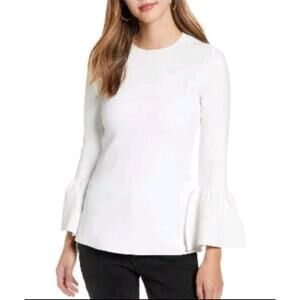 Rachel Parcell white flare sleeve sweater XS Boho Minimal Hippie Retro